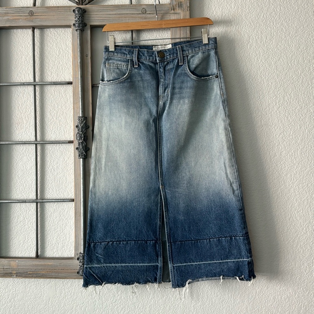 Current / Elliott Long HighWaist Maxi MIDI slit Denim Skirt 25